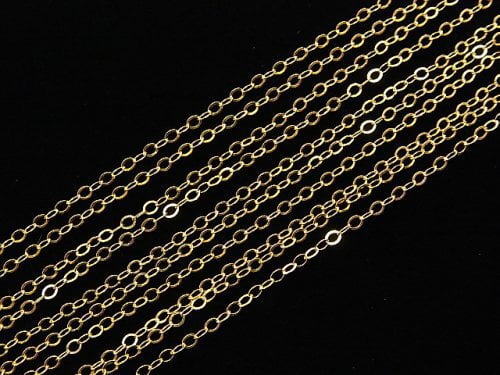 14KGF Flat Cable Chain 1.5mm [40cm][45cm][50cm][60cm][75cm] Necklace 1pc