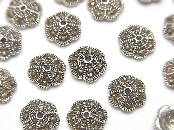 Silver925 Bead cap with Marcasite 8 x 8 x 3 mm 2 pcs $5.79