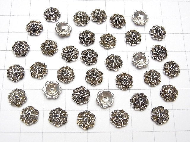 Silver925 Bead cap with Marcasite 8 x 8 x 3 mm 2 pcs $5.79