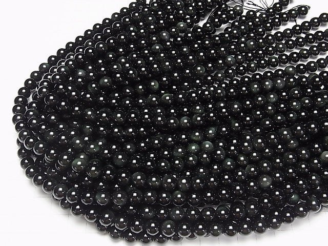[Video] Green Obsidian Round 8mm 1strand beads (aprx.15inch/36cm)