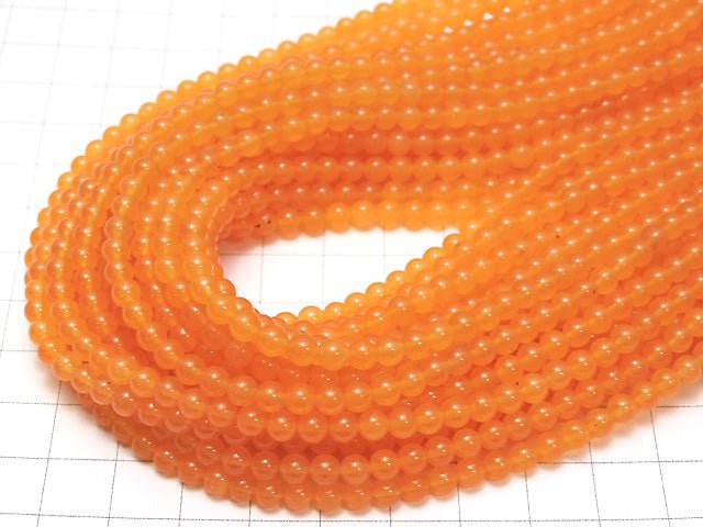 Orange Jade Round 4mm 1strand beads (aprx.15inch / 37cm)