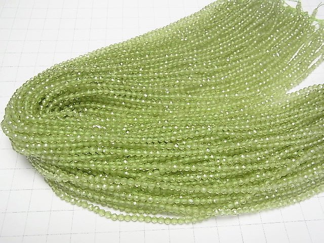 [Video] High Quality! Peridot AAA- Faceted Round 3mm  1strand beads (aprx.15inch/38cm)