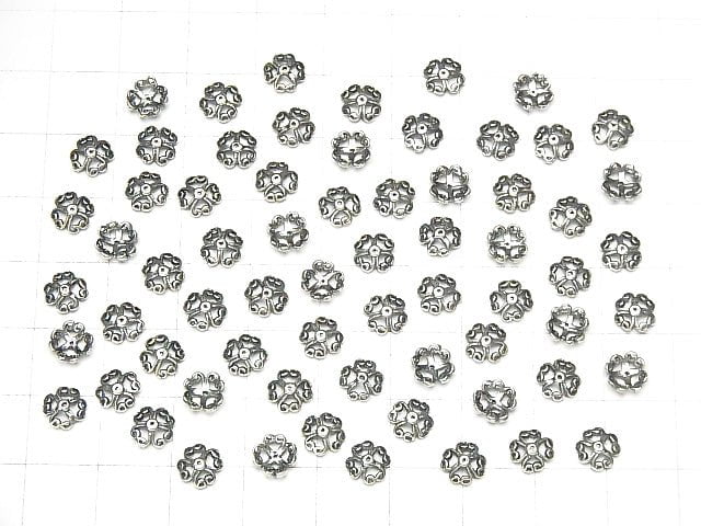 Silver925 Bead cap 6 x 6 x 2 mm Oxidized Finish 10 pcs