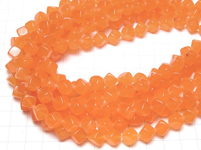 1strand $6.79! Orange Jade Dice 9x9x9mm 1strand beads (aprx.15inch / 37cm)