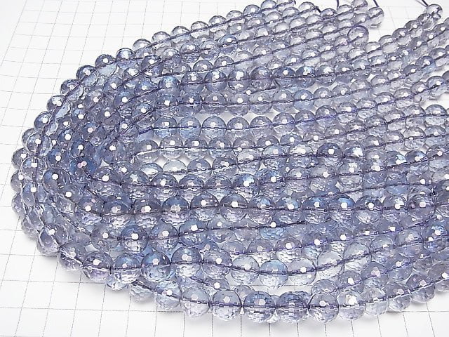 [Video] Cosmo Aura Crystal Quartz  128Faceted Round 10mm half or 1strand beads (aprx.15inch/38cm)