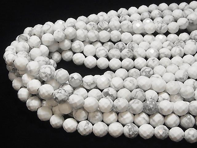 Howlite Magnesite 64 Faceted Round 10 mm [2 mm hole] half or 1 strand beads (aprx.15 inch / 38 cm)