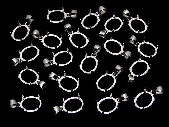 [Video] Silver925 Pendant frame Oval 10 x 8 mm Rhodium Plated 1 pc
