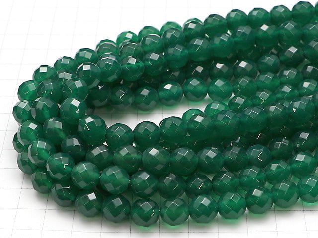 Green Onyx AAA 64Faceted Round 10mm 1strand beads (aprx.15inch / 37cm)