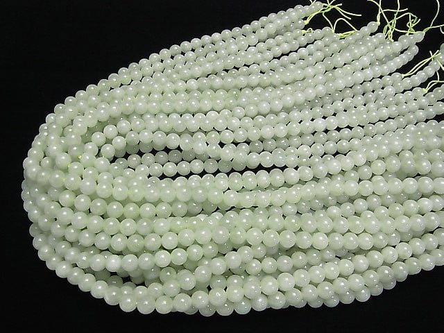 [Video] Pastel Green! Burma Jadeite AAA Round 6mm half or 1strand beads (aprx.15inch/38cm)