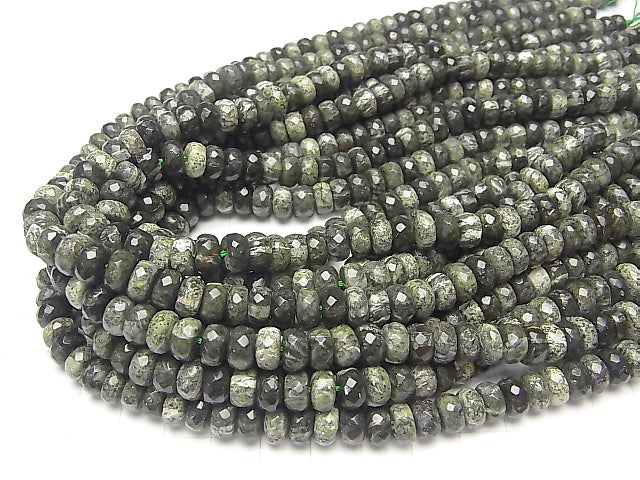 Brazil Serpentine Faceted Button Roundel 8x8x5 half or 1strand beads (aprx.15inch / 38cm)