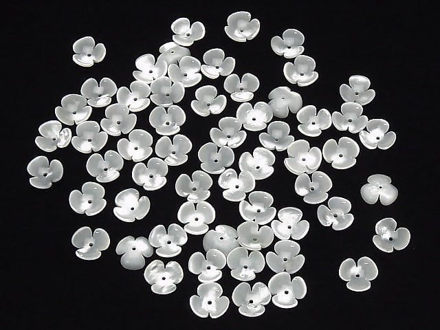 [Video] High quality White Shell (Silver-lip Oyster) AAA Stereoscopic Flower [6 mm] [8 mm] [10 mm] Center hole 4 pcs $3.79
