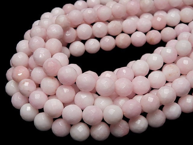 1strand $8.79! Pink & White Jade 64Faceted Round 12mm 1strand beads (aprx.15inch / 37cm)