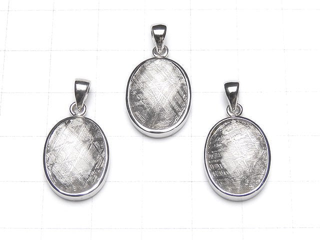 Meteorite  Faceted Oval Pendant 18x14x6mm Silver925