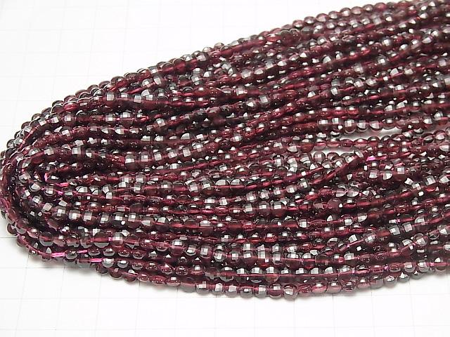 [Video] High Quality! Garnet AAA- Faceted Coin 4x4x3mm 1strand beads (aprx.14inch / 35cm)