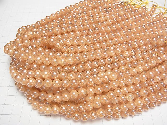 [Video] Cracked champagne color quartz AAA Round 8mm 1strand beads (aprx.15inch / 38cm)