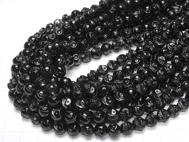 Onyx Skull Vertical Hole 8 mm, 10 mm, 12 mm half or 1 strand beads (aprx. 15 inch / 38 cm)