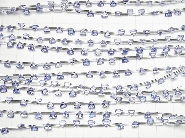 [Video] High Quality Tanzanite AAA Triangle Faceted 4x4mm half or 1strand (18pcs)