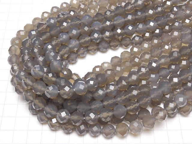 [Video] High Quality! Gray Onyx AAA 64 Faceted Round 10 mm half or 1 strand beads (aprx. 15 inch / 38 cm)