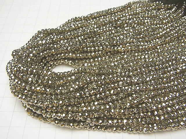 1strand $12.99! Pyrite AAA Platinum Color Coating Faceted Button Roundel 1strand beads (aprx.13inch / 31cm)