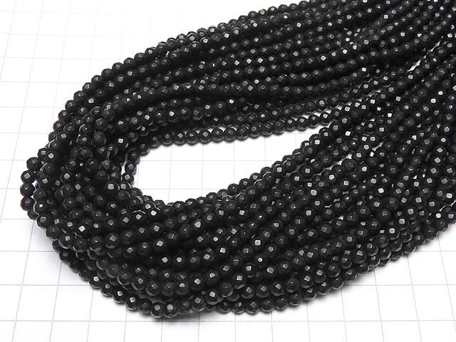 1strand $6.79! Frost Onyx 32 Faceted Round 4 mm 1strand beads (aprx.15 inch / 38 cm)