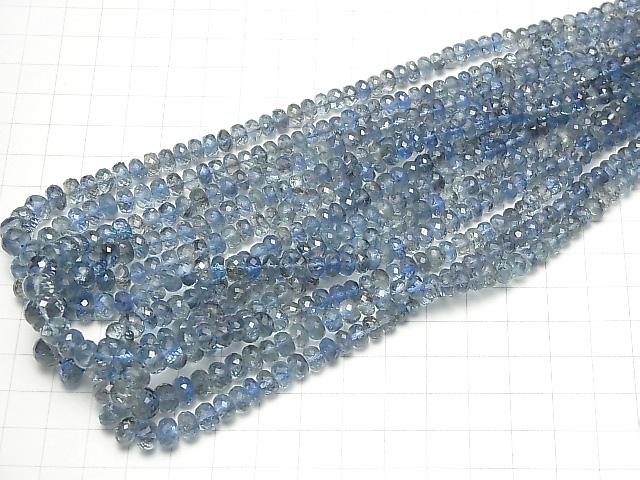 [Video]High Quality Santa Maria Aquamarine AAAA Faceted Button Roundel Size Gradation half or 1strand beads (aprx.17inch / 42 cm)