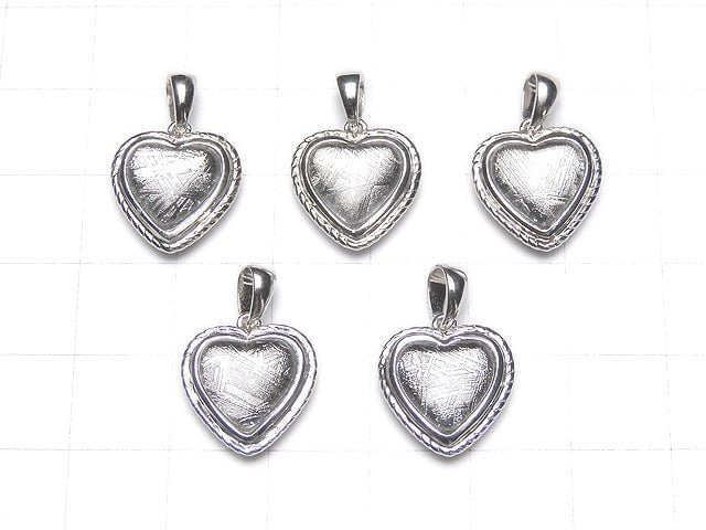 Meteorite (Muonionalusta) Heart Pendant 14 x 14 x 5 mm Silver 925