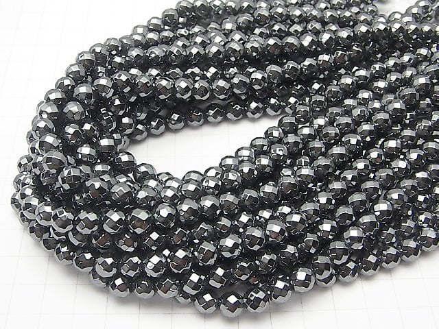 1strand $8.79! Hematite 64 Faceted Round 8 mm [2 mm hole] 1 strand beads (aprx.15 inch / 37 cm)