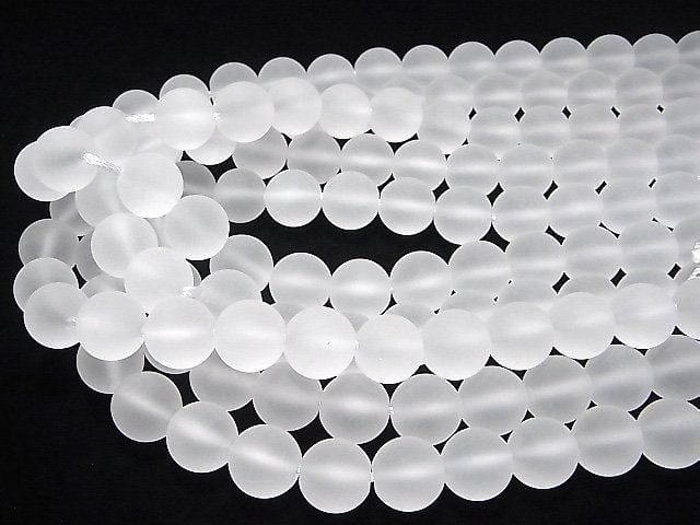 Frosted Quartz AAA Round 14mm [2mm hole] 1/4 or 1strand beads (aprx.15inch/38cm)