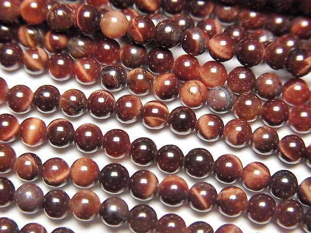 [Video]Red Tiger's Eye AAA Round 3mm 1strand beads (aprx.15inch/38cm)