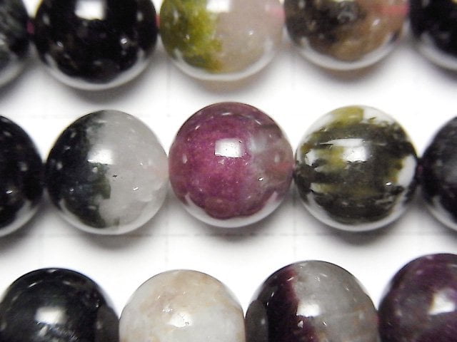 [Video] Multi color Tourmaline AA+ Round 10mm half or 1strand beads (aprx.15inch/38cm)