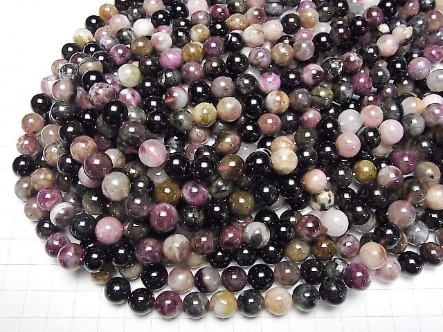 [Video] Multi color Tourmaline AA+ Round 10mm half or 1strand beads (aprx.15inch/38cm)