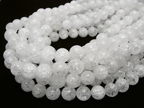Cracked Crystal Round 12 mm NO.2 (more cracked) 1/4 or 1strand (aprx.15 inch / 36 cm)