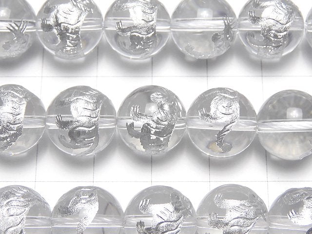 [Video] Silver! Tiger (Four Divine Beasts) Carved! Crystal AAA Round 10,12,14,16mm 1/4 or 1strand