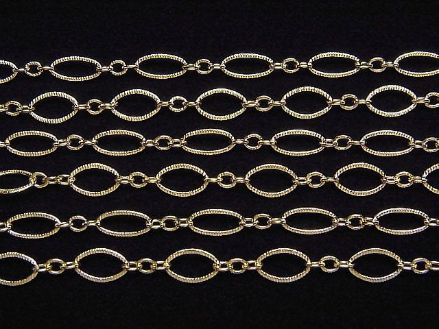 14KGF Patterned Figaro (Long and Short) Chain 4.4mm 10cm