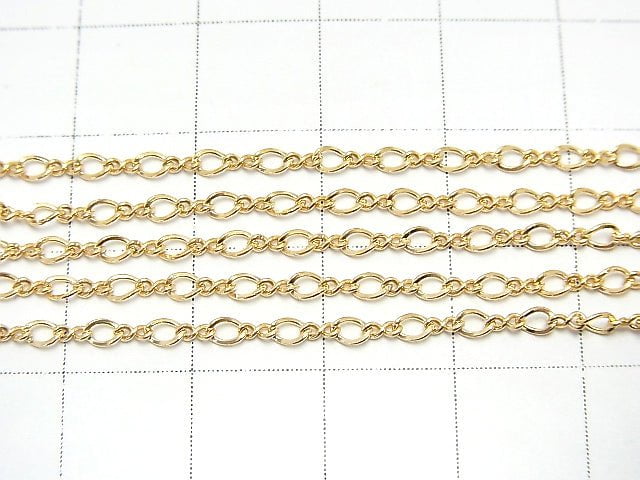 14KGF Figaro (Long and Short) Chain 2.0mm Twist 10cm