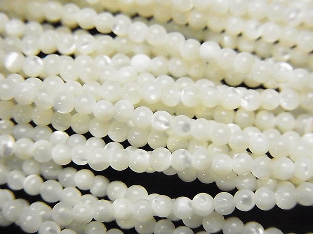 Mother of Pearl MOP White Round 2mm 1strand beads (aprx.15inch / 37cm)