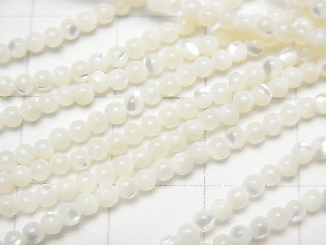Mother of Pearl MOP White Round 2mm 1strand beads (aprx.15inch / 37cm)