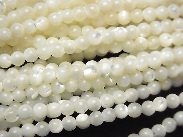 Mother of Pearl MOP White Round 3mm 1strand beads (aprx.15inch / 36cm)