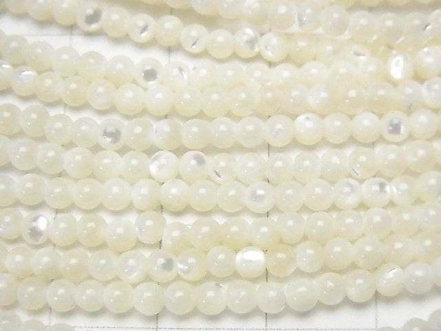 Sale! Mother of Pearl MOP White Round 3mm 1strand beads (aprx.15inch / 36cm)