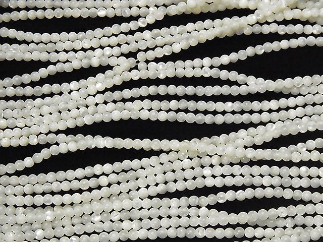 Mother of Pearl MOP White Round 3mm 1strand beads (aprx.15inch / 36cm)