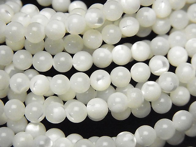 [Video] Mother of Pearl MOP White Round 4mm 1strand beads (aprx.15inch / 38cm)