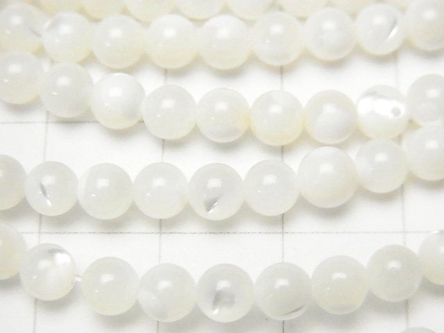 [Video] Mother of Pearl MOP White Round 4mm 1strand beads (aprx.15inch / 38cm)