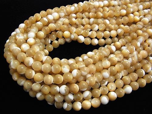Sale! 1strand $6.79! Mother of Pearl MOP Beige Round 8mm 1strand (aprx.15inch / 37cm)