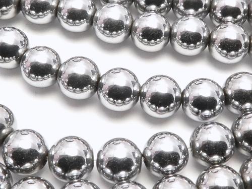Magnetic! 1strand $4.79! Hematite Round 8mm Silver coating 1strand (aprx.15inch / 38cm)