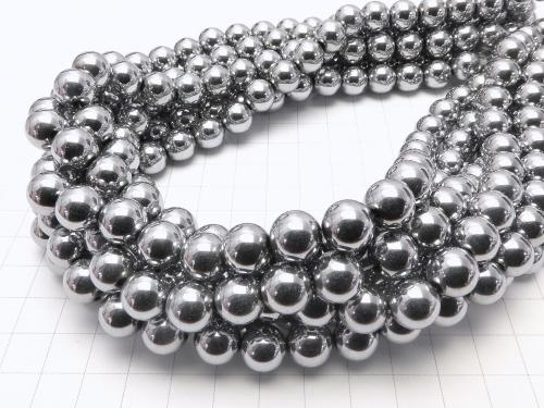 Magnetic! 1strand $5.79! Hematite Round 10mm Silver coating 1strand (aprx.15inch / 38cm)