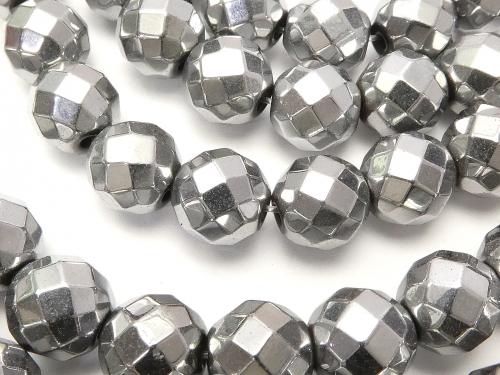 Magnetic! 1strand $8.79! Hematite 64 Faceted Round 8 mm silver coating 1 strand