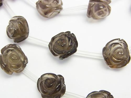 Size selectable! Smoky Crystal Quartz Rose [8mm] [10mm] [12mm] half or 1strand (aprx.15inch / 38cm)