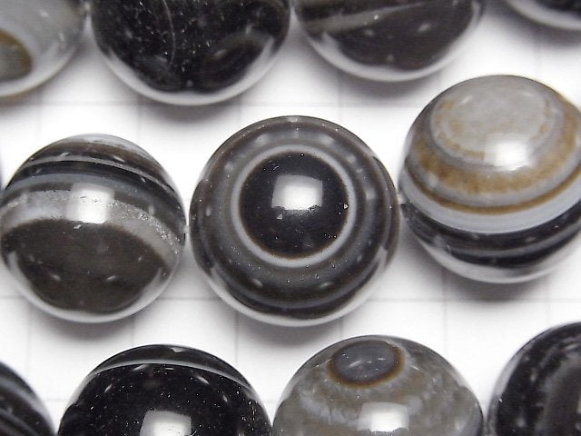 [Video] Tibetan Agate (Eye Agate) Round 20mm 1/4 or 1strand beads (aprx.14inch/35cm)