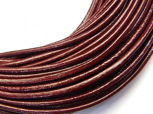 Europe Leather Cord Round wire [1 mm] [1.5 mm] [2 mm] Dark Red 1 Roll (20 m)