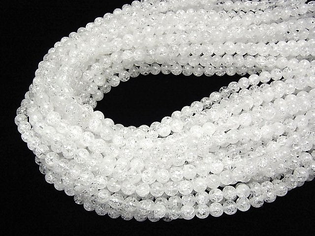 [Video]Cracked Crystal Round 6mm 1strand beads (aprx.15inch/36cm)